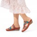  Genuine Leather Handmade Stitching Comfy Bohemian Flowers   Leaves Decor Slip  On Wedges Sandals