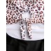 Women Tie Front Cut Out Swimwear Leopard Patchwork One Piece