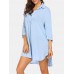 Women Solid Color Cover Up Loose Sun Protection High  Low Hem Beach Dress