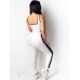 Sleeveless Patchwork Front Zipper Hollow Out Elastic Waist Pants Two  Piece Set